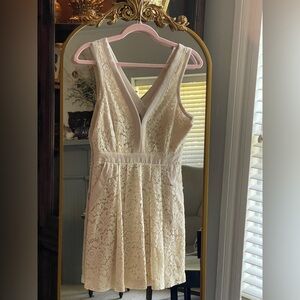 Free People Ivory Lovely in Lace Mini Lace Dress